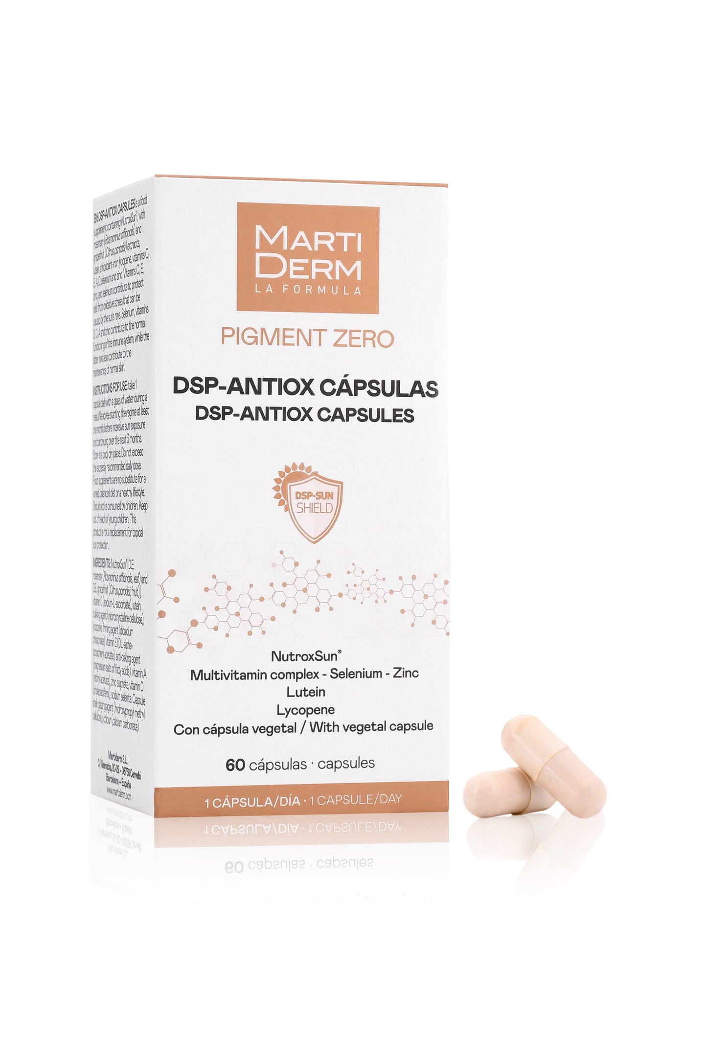Martiderm Pigment Zero DSP-Antiox Cápsulas -  Prepara a pele para a exposição solar