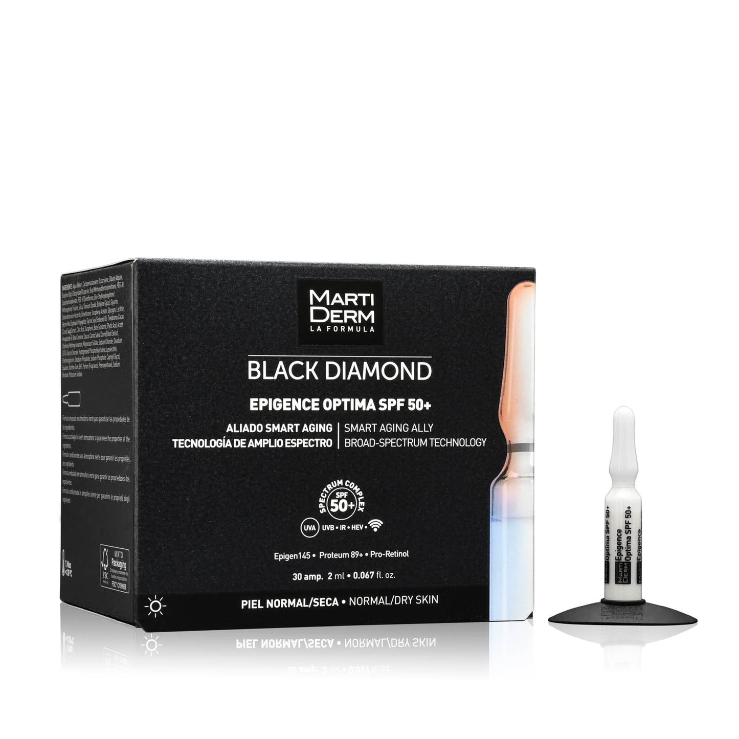 Martiderm Black Diamond Ampolas Epigence Optima SPF 50+ - Aliado Smart Aging