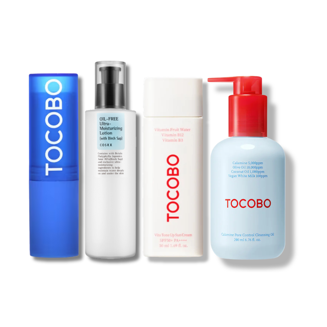 Conjunto de Skincare com Produtos coreanos - Pele Seca e Pele Oleosa