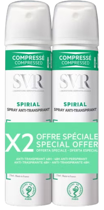 SVR Spirial Deo Spray Pack 2X75ml - Desodorizante e antitranspirante intensivo