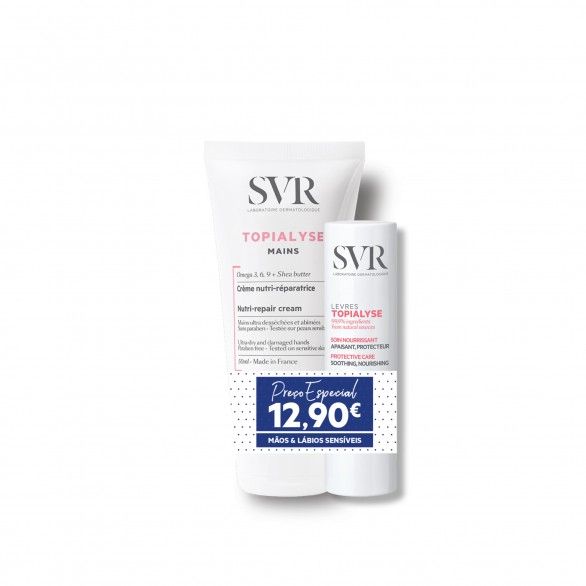SVR Topialyse Creme de Mãos 2X50ml + Oferta Stick Labial